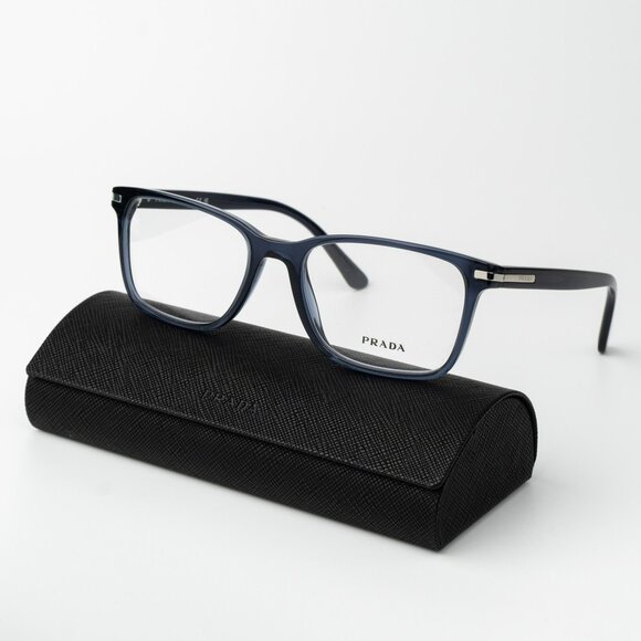 Prada Men Eyeglasses Blue Crystal Square Unisex PR14WV 08Q1O1 BRAND NEW - Picture 1 of 10